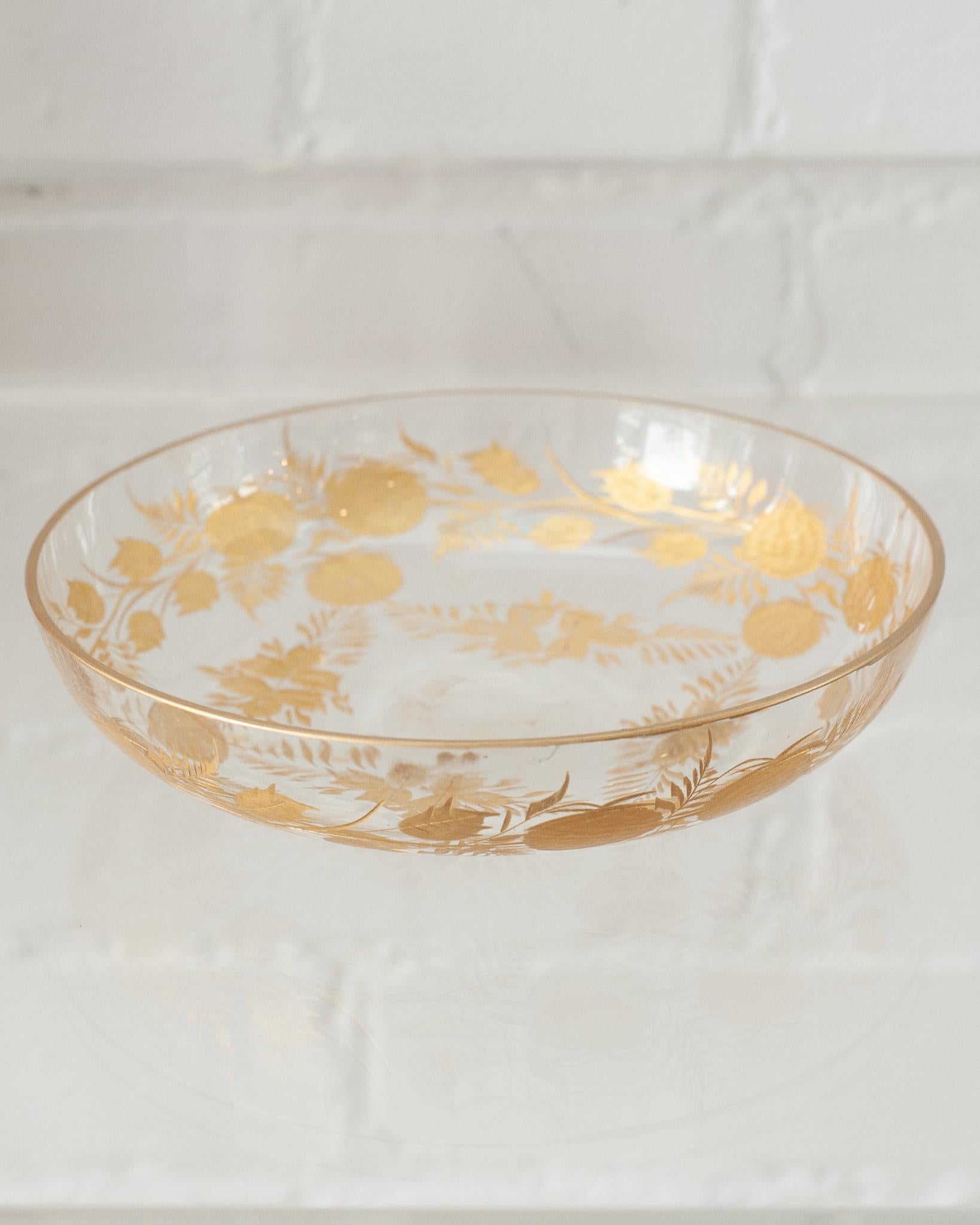Antique Moser Bohemian Cut Crystal and Gilt Bowl In Good Condition In Toronto, ON
