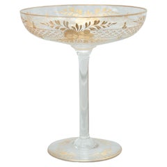 Antique Moser Bohemian Cut Crystal and Gilt Compote / Tazza