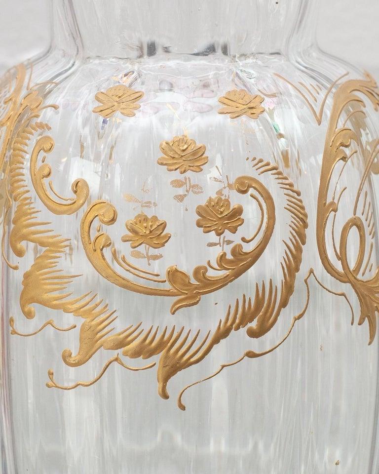 Antique Moser Round Crystal Vase with Ornate Gilding In Good Condition For Sale In Toronto, ON