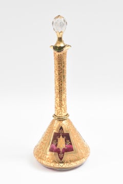 Antique Moser Ruby & Gilt Encrusted Wine Decanter, 19th Century Original Stopper
