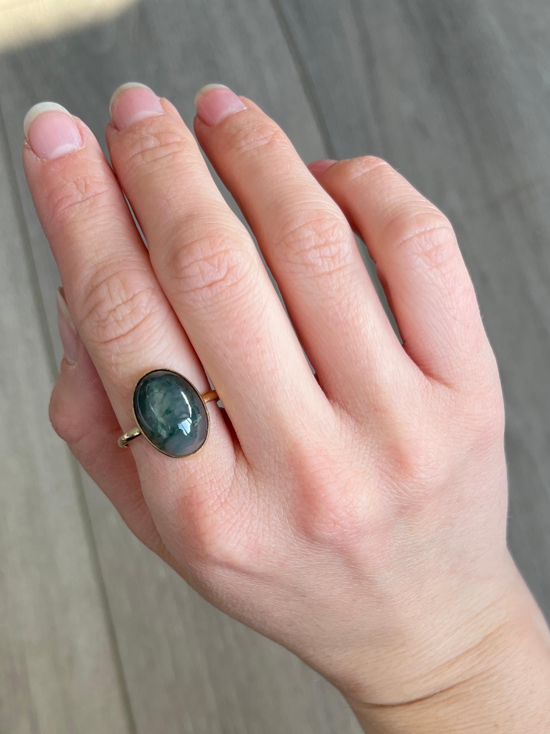 antique moss agate ring
