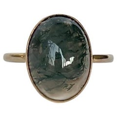 Vintage Moss Agate and 9 Carat Gold Ring