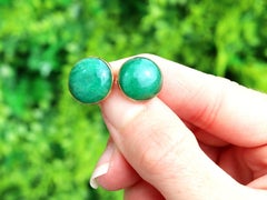 Antique Moss Agate and Yellow Gold Cufflinks