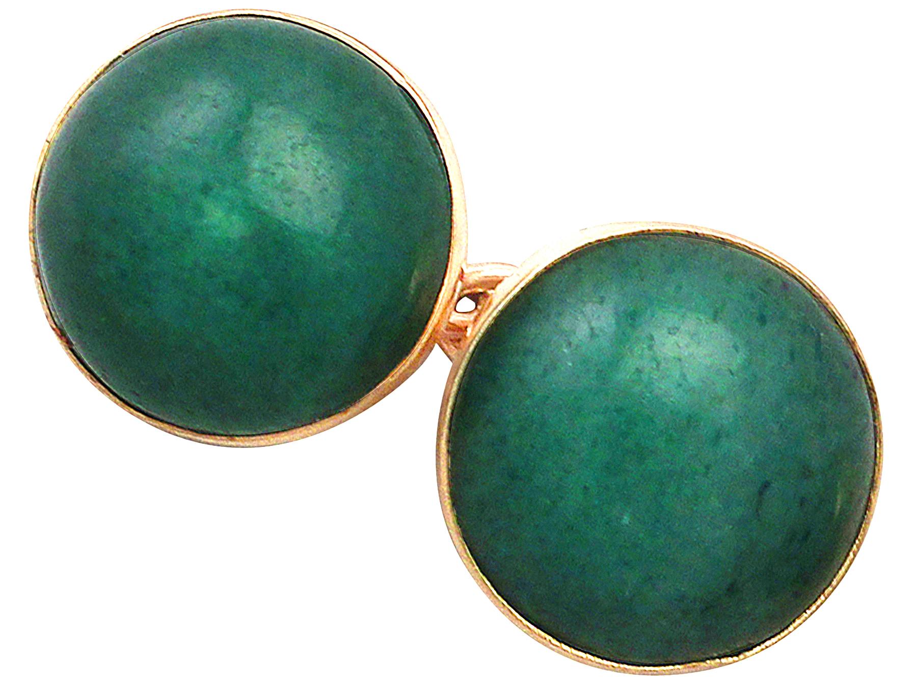 Antique Moss Agate and Yellow Gold Cufflinks In Excellent Condition For Sale In Jesmond, Newcastle Upon Tyne