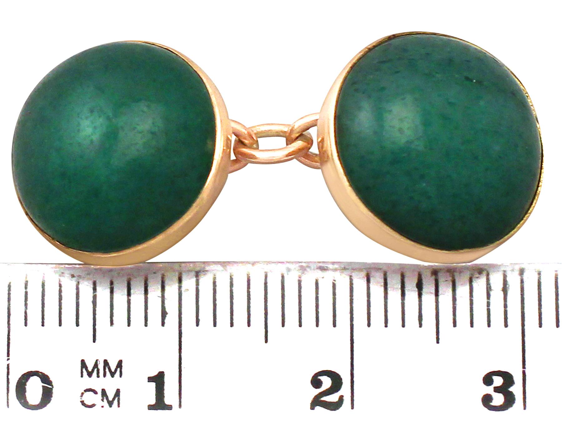 Antique Moss Agate and Yellow Gold Cufflinks For Sale 1