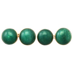Antique Moss Agate and Yellow Gold Cufflinks