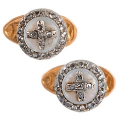 Antique Mother of Pearl and Diamond Shirt Collar Buttons