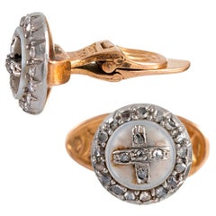 Antique Mother of Pearl and Diamond Shirt Collar Buttons