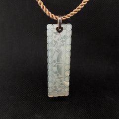 Antique Mother-of-Pearl Gambling Counter Reversible Pendant in Blackened Silver