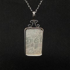 Antique Mother-of-Pearl Gambling Chip Pendant / Enhancer in 14k White Gold