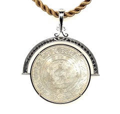 Antique Mother-of-Pearl Gaming Counter Reversible Pendant Enhancer in White Gold