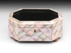 Antique Mother-of-Pearl Glazed Top Jewelry Box