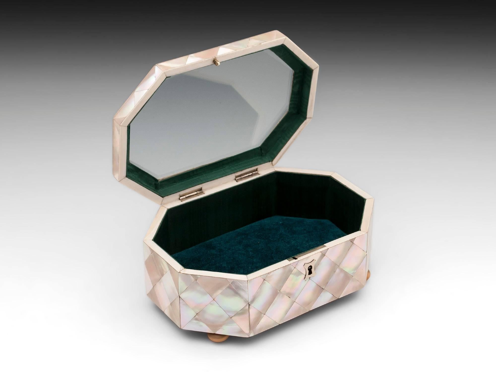 Antique Mother-of-Pearl Glazed Top Jewelry Box For Sale 2