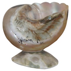 Antique Mother of Pearl Nautical Nautilus Souvenir Sea Shell Trinket 3"