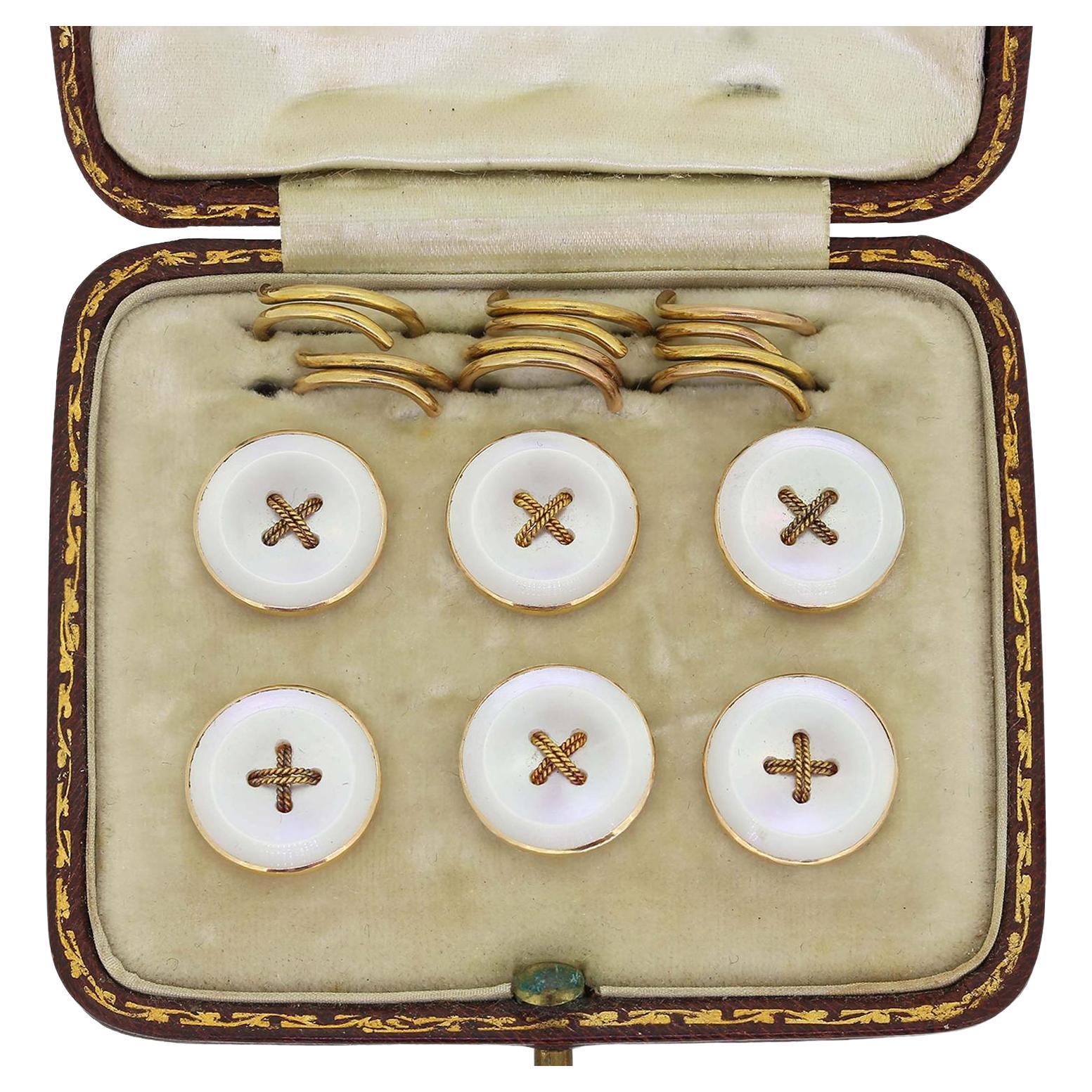 Antique Mother-of-Pearl Shirt Stud Set For Sale