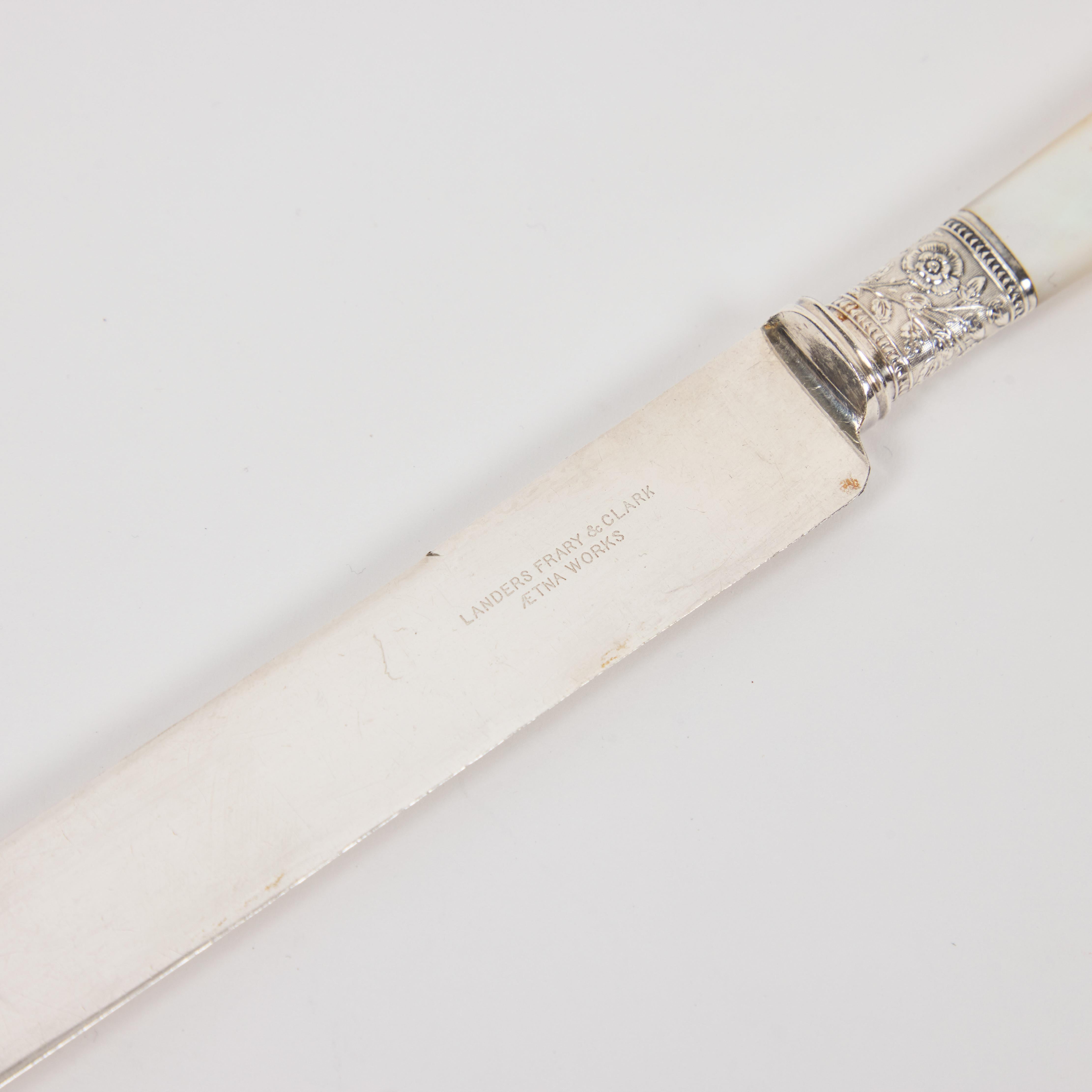 Antique Mother Of Pearl + Sterling Silver Flatware  Set of 6 4