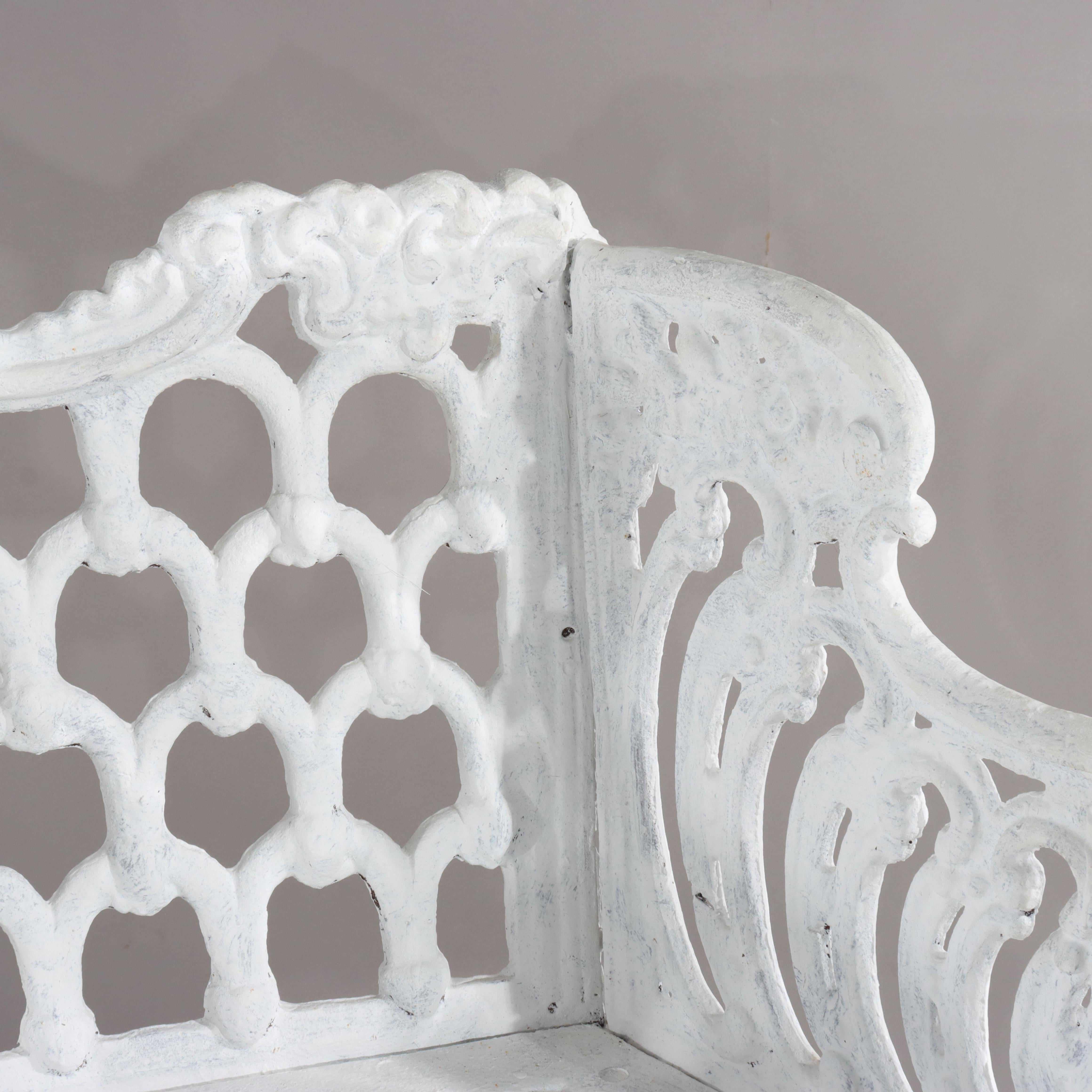 Antike Mott Iron Works viktorianischen gemalt Gusseisen Trellis Garten Liebe Sitz im Angebot 2