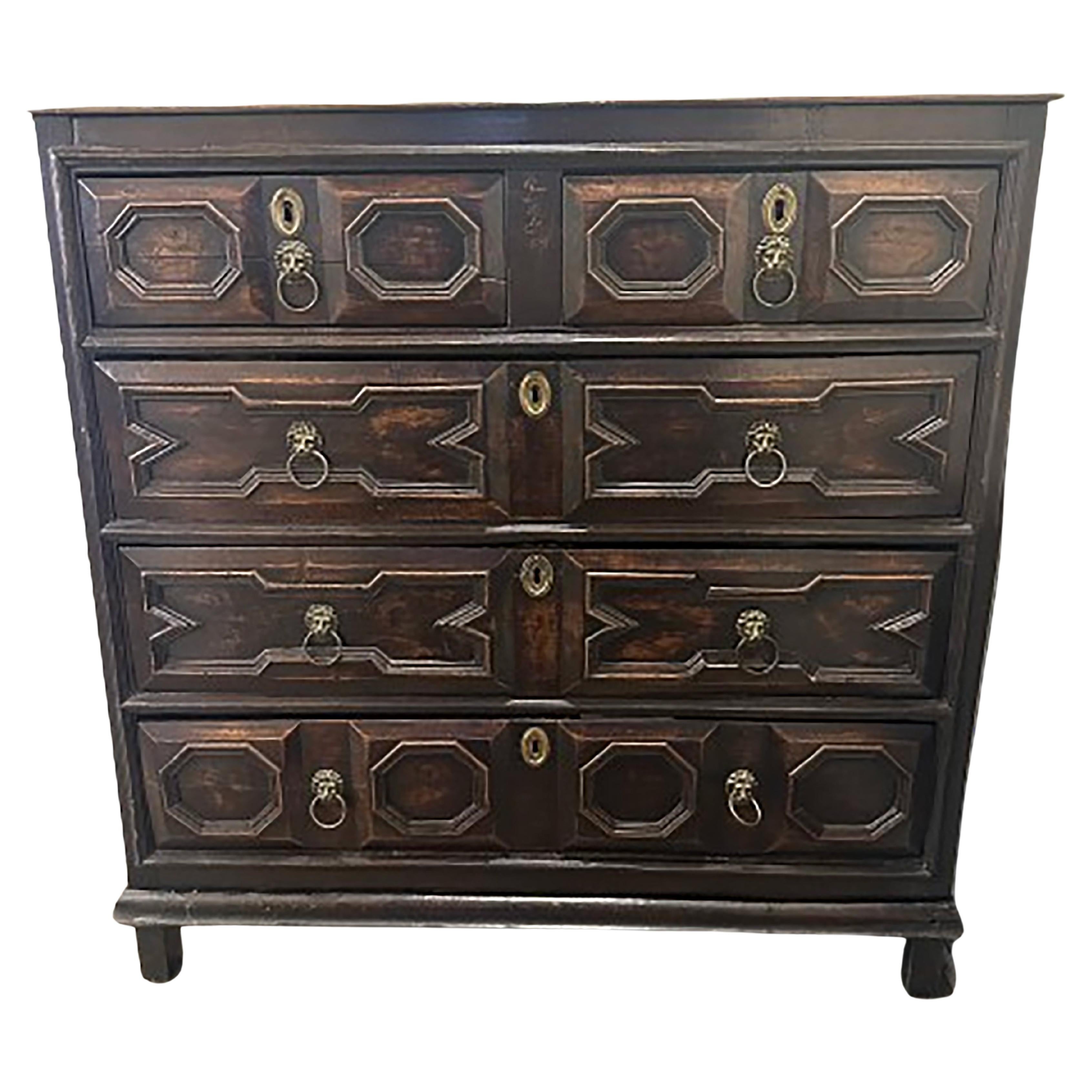 Antique Moulded Jacobean Chest of Drawers For Sale