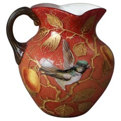 Antique Mount Washington Cased Cameo Glass Pitcher with Bird C1910