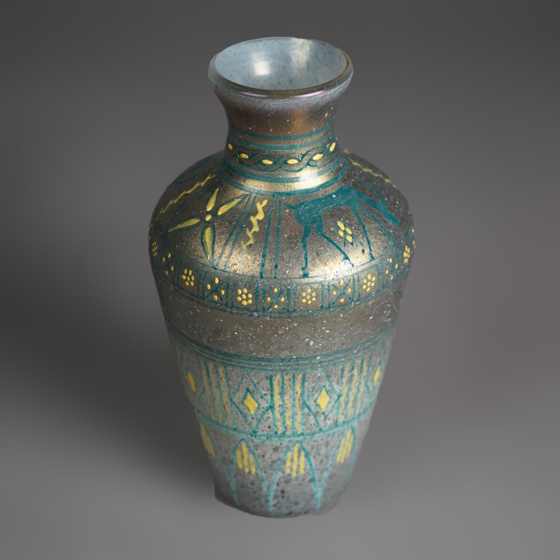 American Antique Mount Washington Egyptian Revival Figural Art Glass Vase Circa 1900 For Sale