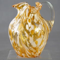 Antique Mount Washington “End Of The Day” Swirled Glass Pitcher C1910