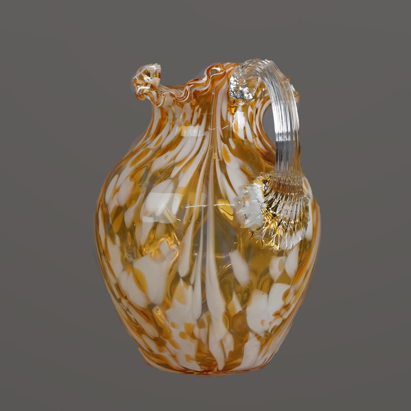 20th Century Antique Mount Washington “End Of The Day” Swirled Glass Pitcher C1910 For Sale