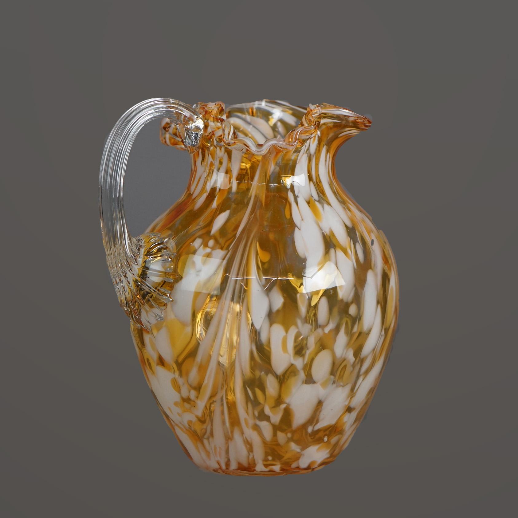 Art Glass Antique Mount Washington “End Of The Day” Swirled Glass Pitcher C1910 For Sale