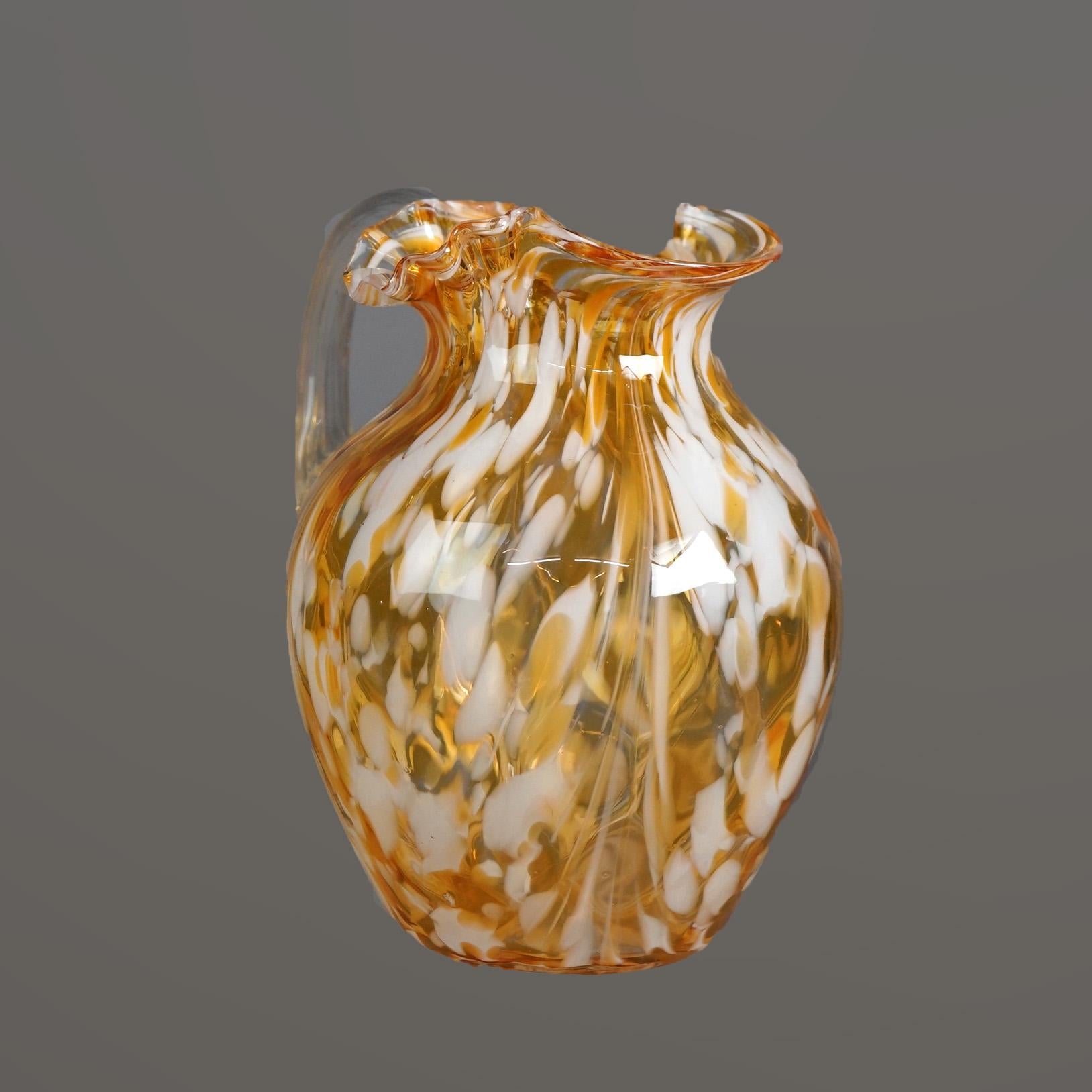 Antique Mount Washington “End Of The Day” Swirled Glass Pitcher C1910 For Sale 1