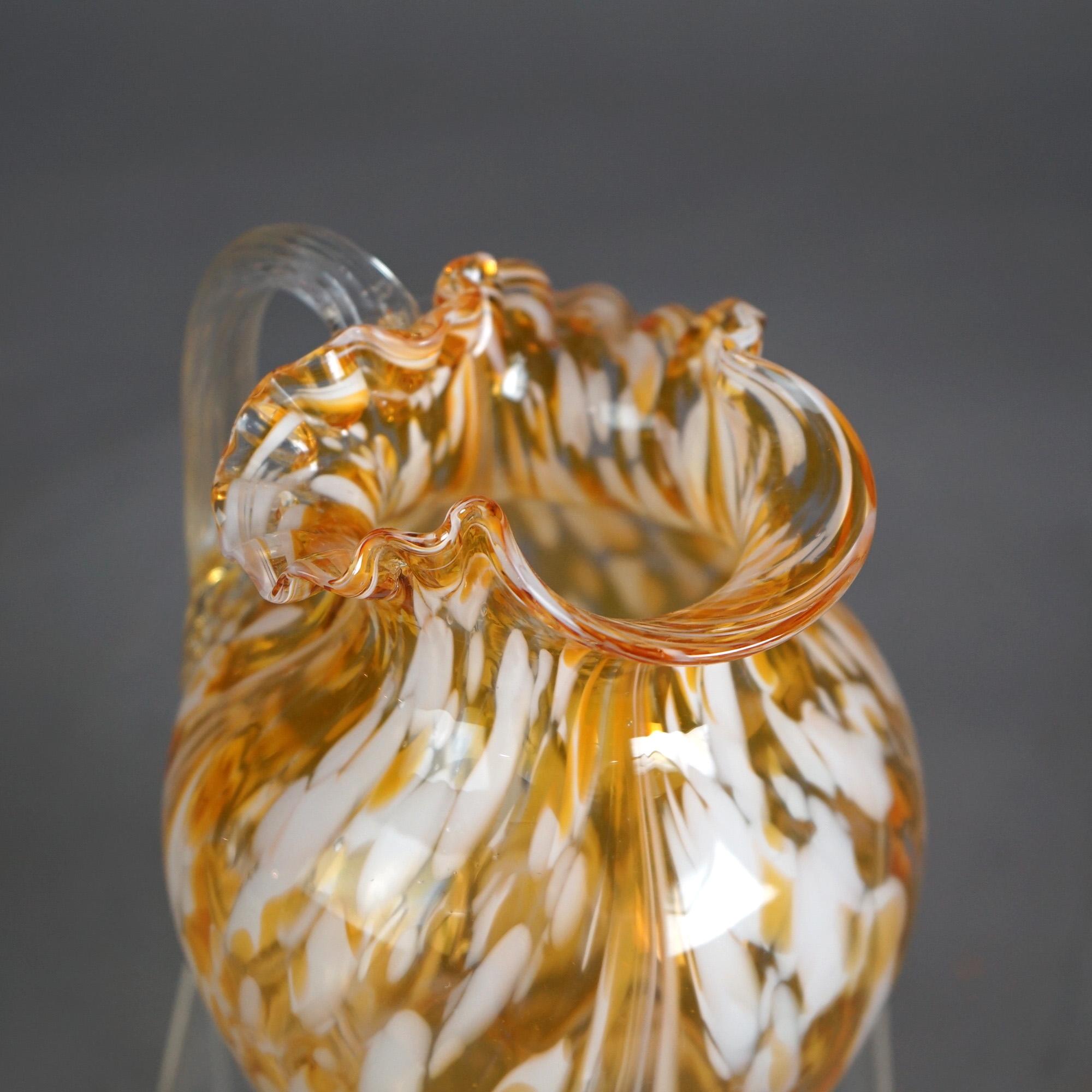 Antique Mount Washington “End Of The Day” Swirled Glass Pitcher C1910 For Sale 2