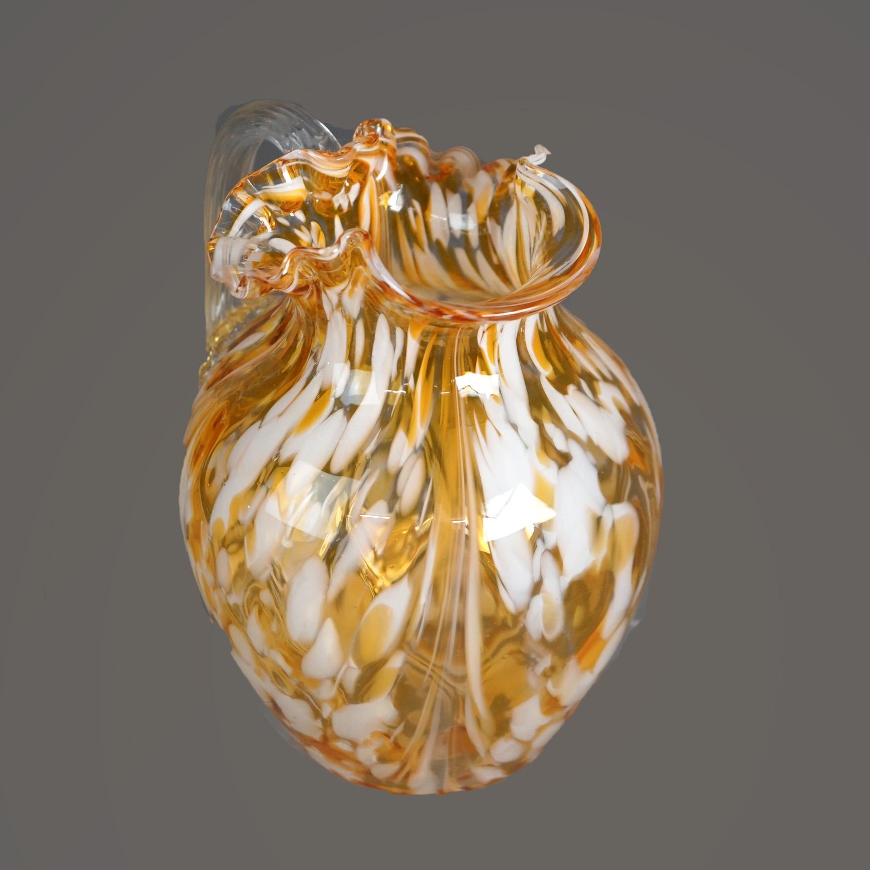 Antique Mount Washington “End Of The Day” Swirled Glass Pitcher C1910 For Sale 4