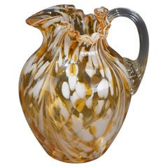 Antique Mount Washington “End Of The Day” Swirled Glass Pitcher C1910