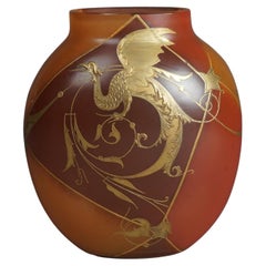 Antique Mount Washington Royal Flemish Art Glass Pillow Vase with Dragon c1890
