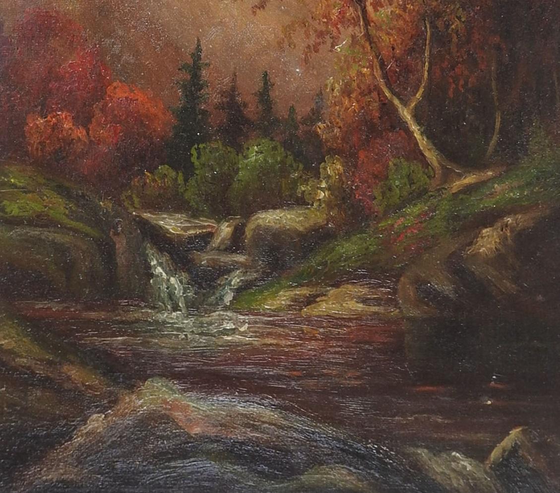Peinture ancienne de paysage de rivière de montagne Bon état - En vente à Seguin, TX
