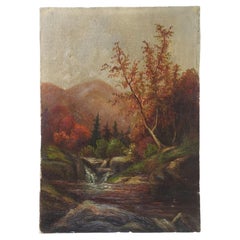 Antique Mountain River Landscape Painting