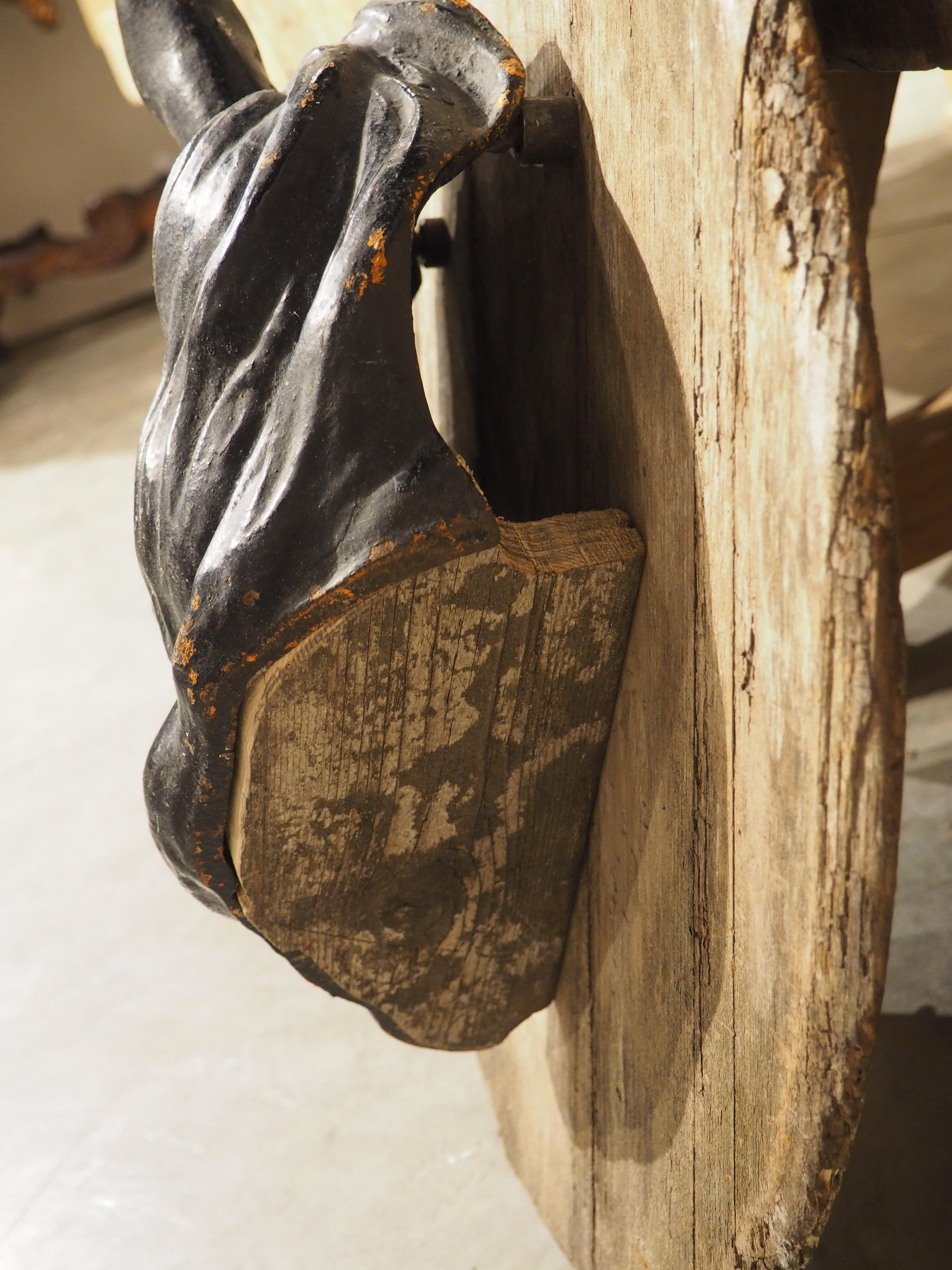 Antique Mounted and Painted Cast Iron Horse Head from a French Stable, C. 1880s 2