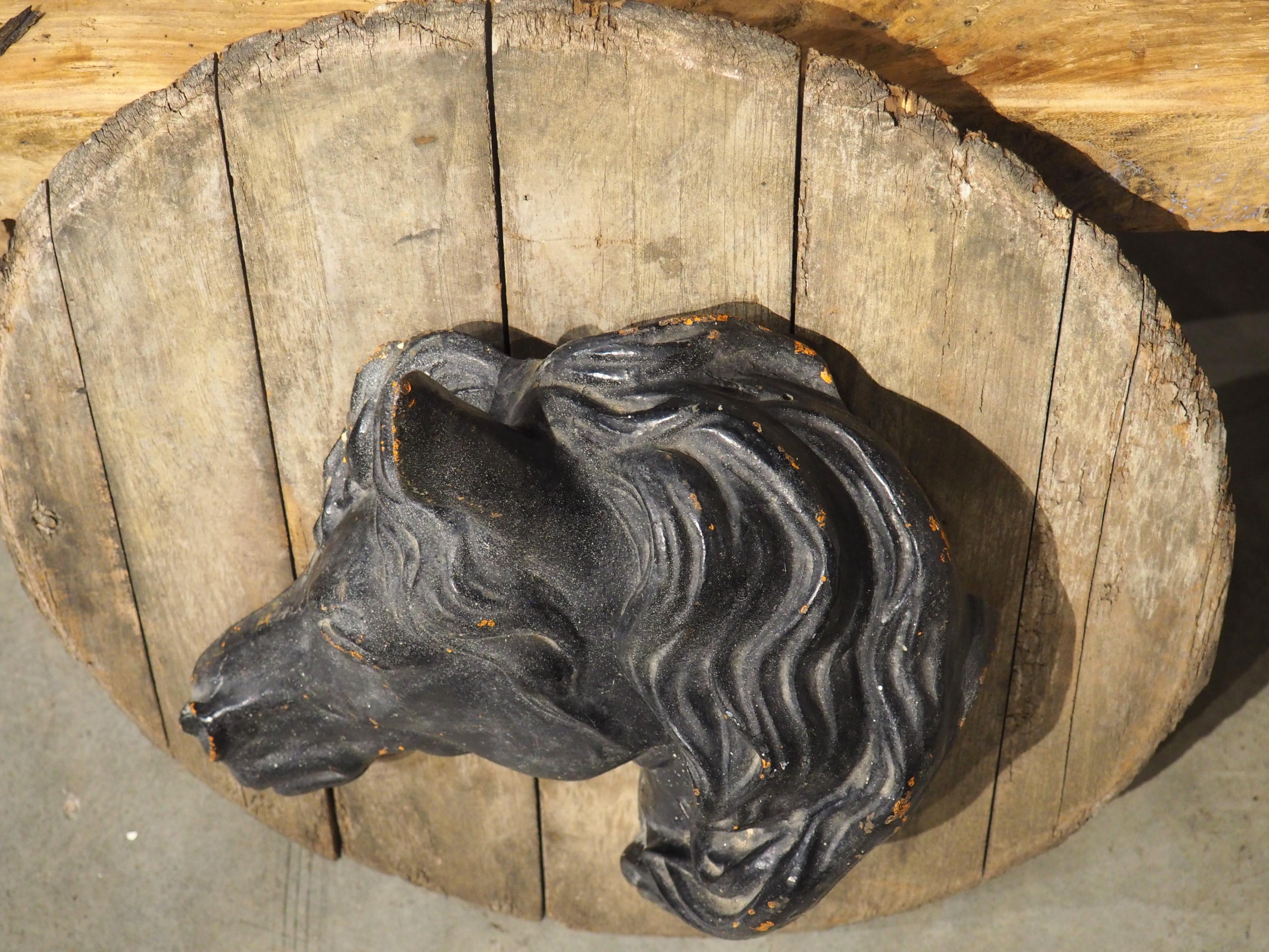 Antique Mounted and Painted Cast Iron Horse Head from a French Stable, C. 1880s 3