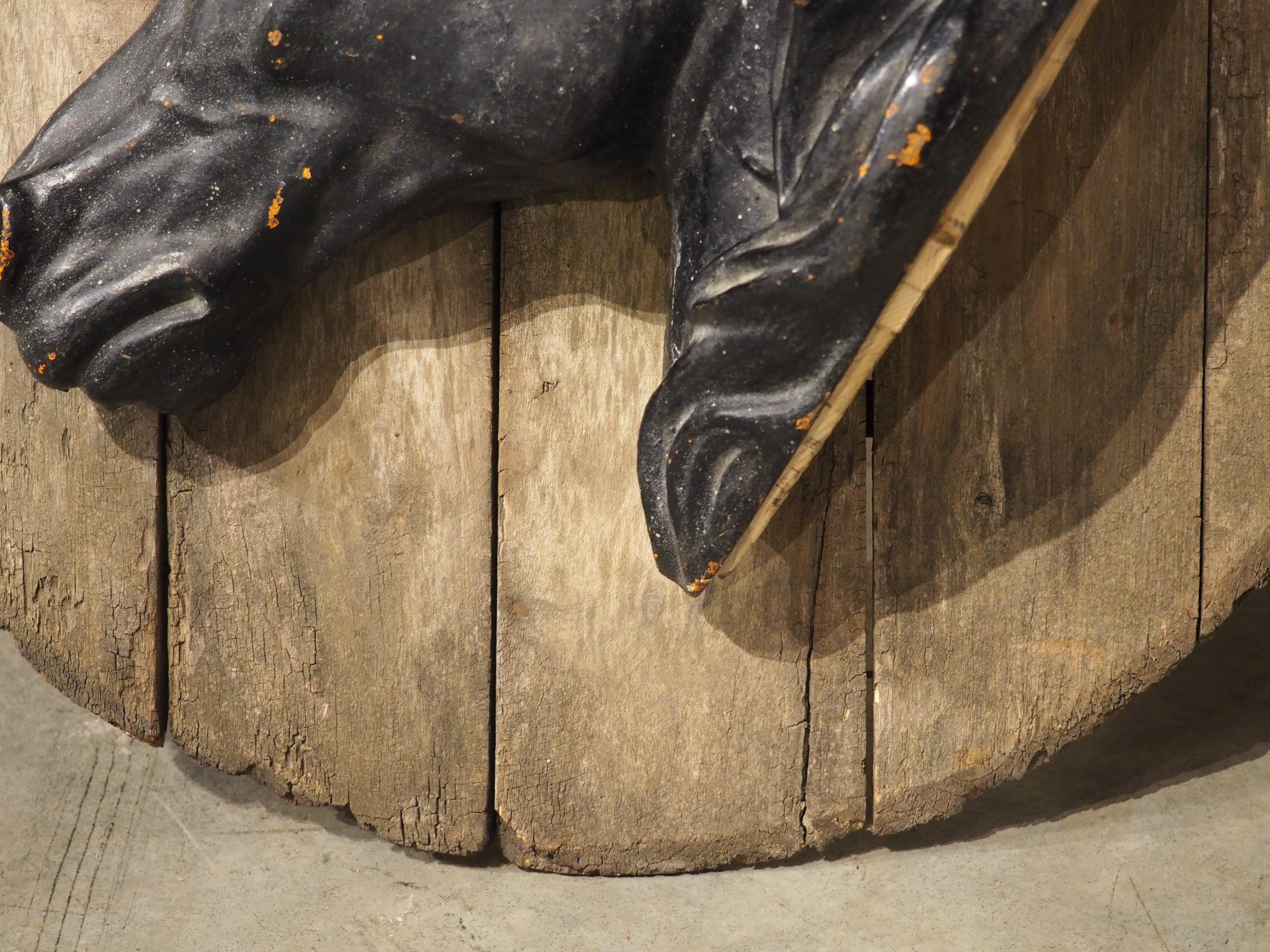 Antique Mounted and Painted Cast Iron Horse Head from a French Stable, C. 1880s 4
