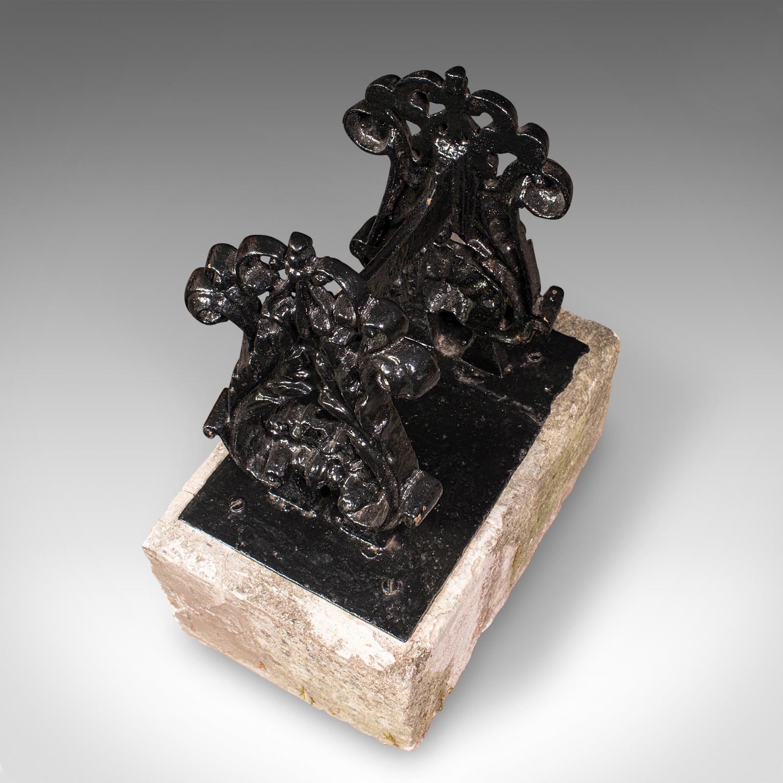 Antique Mounted Boot Scraper, English Cast Iron, Bath Stone, Georgian Town House For Sale 1
