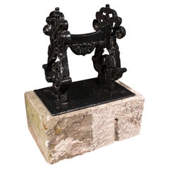 Antique Mounted Boot Scraper, English Cast Iron, Bath Stone, Georgian Town House