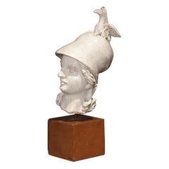 Antique Mounted Ceramic Head of Minerva, Italy, 19th Century