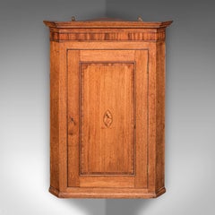 Antique Mounted Corner Cabinet, English, Oak, Wall Cupboard, Georgian, C.1780