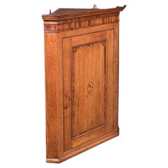 Antique Mounted Corner Cabinet, English, Oak, Wall Cupboard, Georgian, C.1780