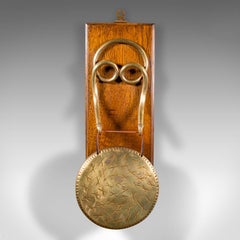 Gong antico montato, inglese, Oak, ottone, suoneria, Edwardiano, Circa 1910