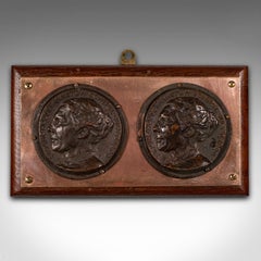 Antique Mounted Portrait Plaque, English, Bronze, Decor, Wall Panel, Victorian