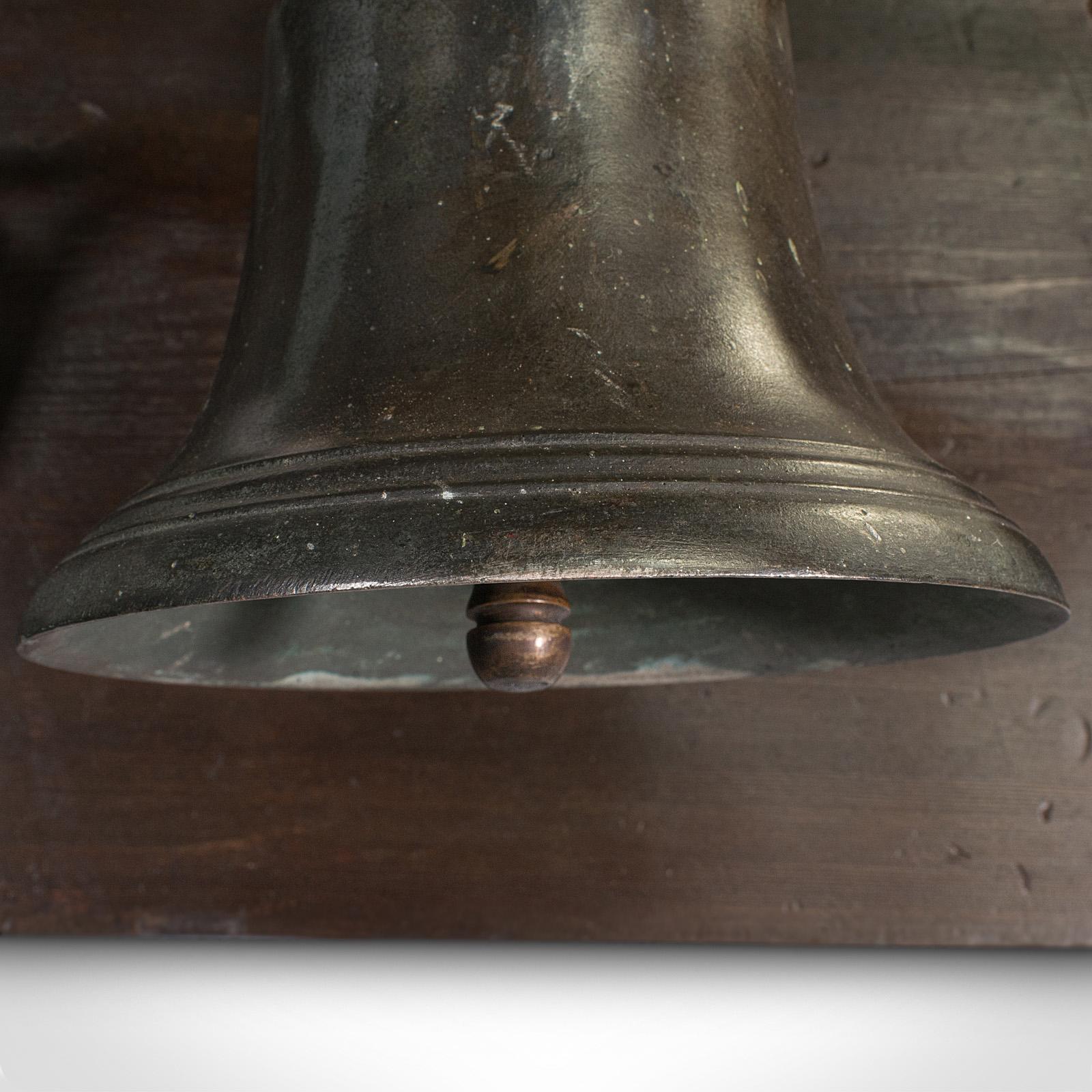 18th Century Antique Mounted School Bell, English, Bronze, Oak, Pine, Georgian, Circa 1800 For Sale