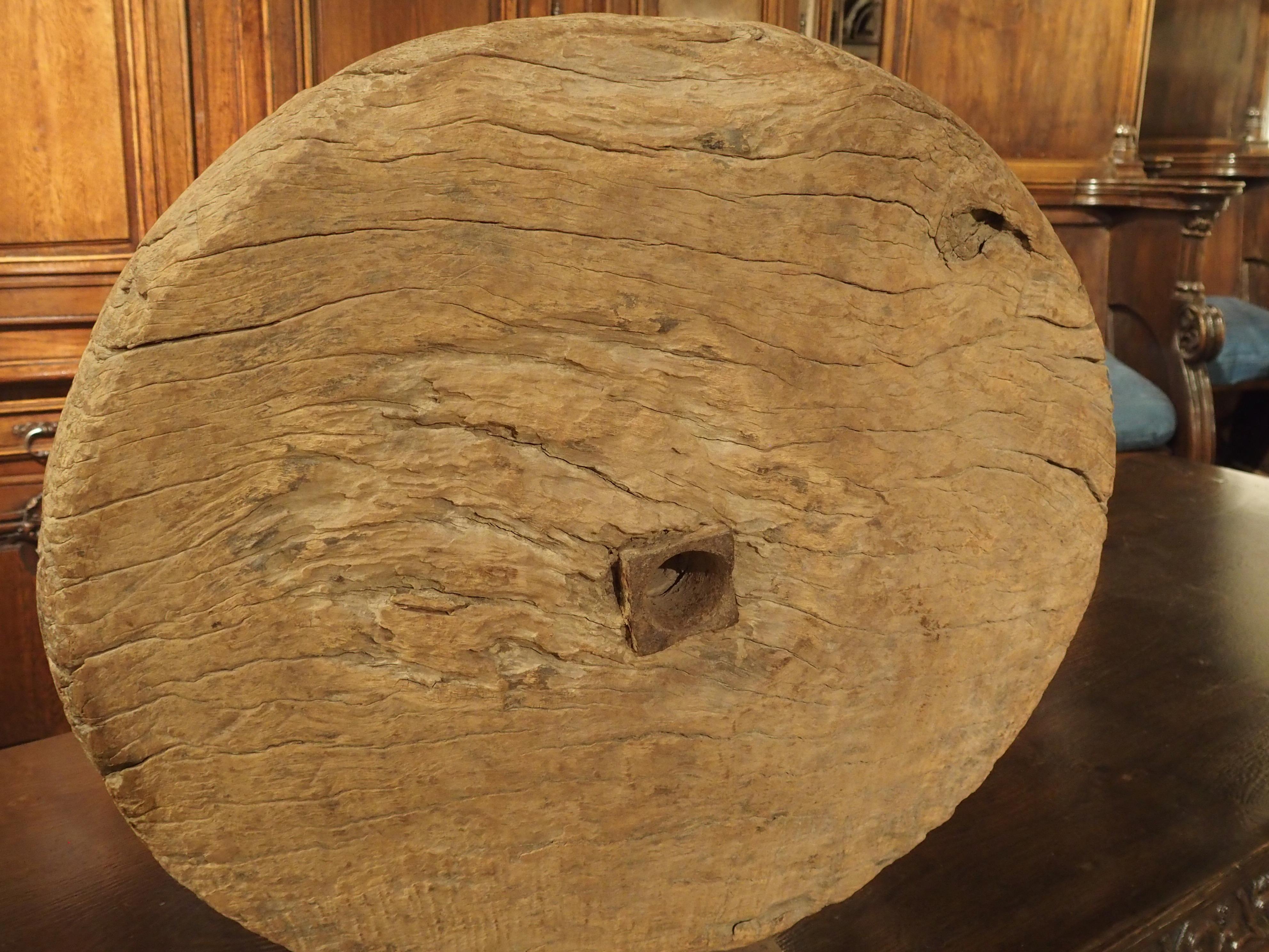 19th Century Antique Mounted Wooden Work Wheel from India