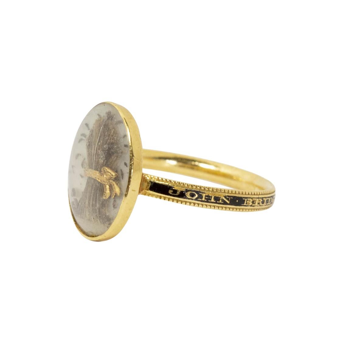 Antique Mourning / Georgian Gold Sheaf of Wheat Ring For Sale