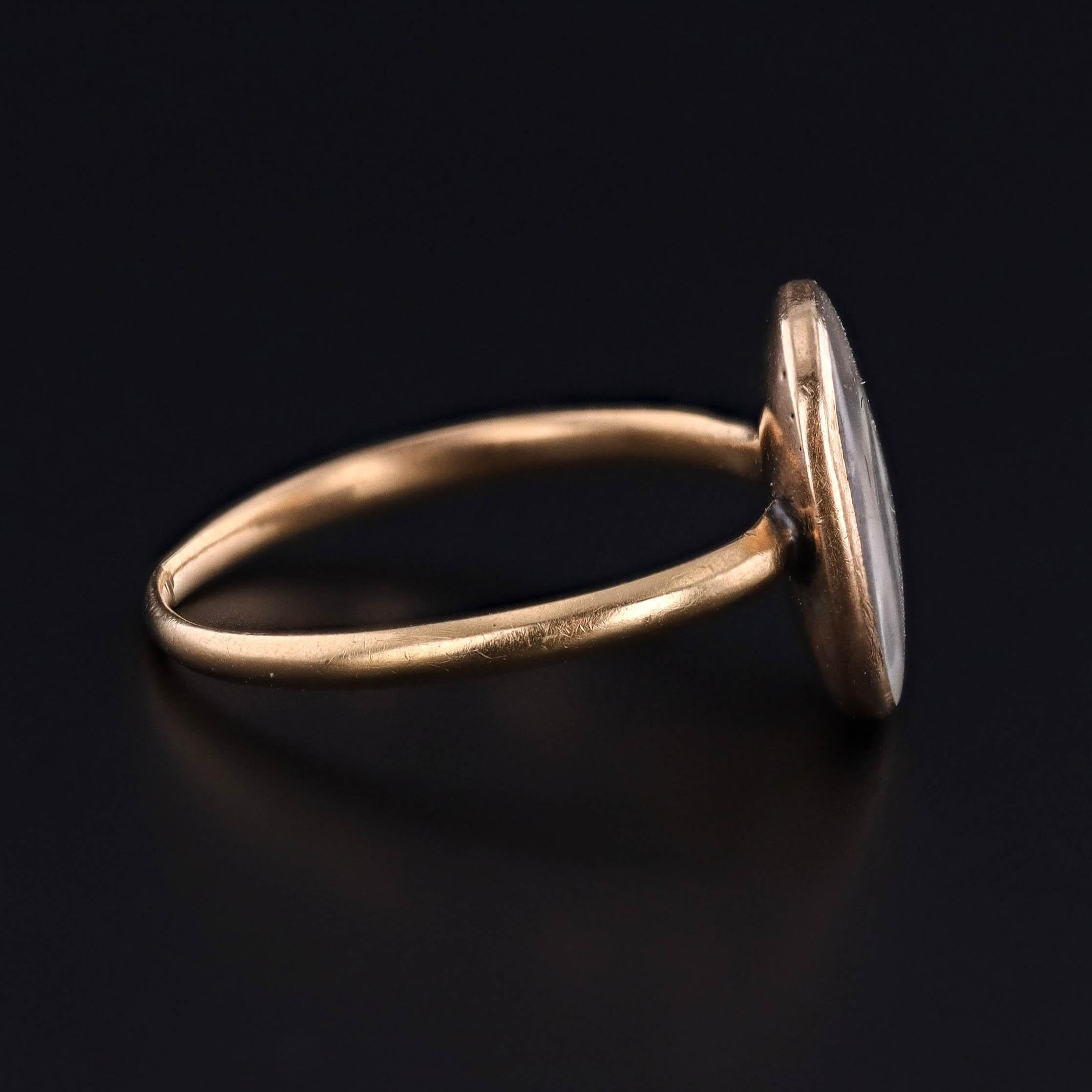 Anello antico a lutto con parte superiore in oro 15k e fascia 20k In condizioni buone in vendita a Lewisburg, PA