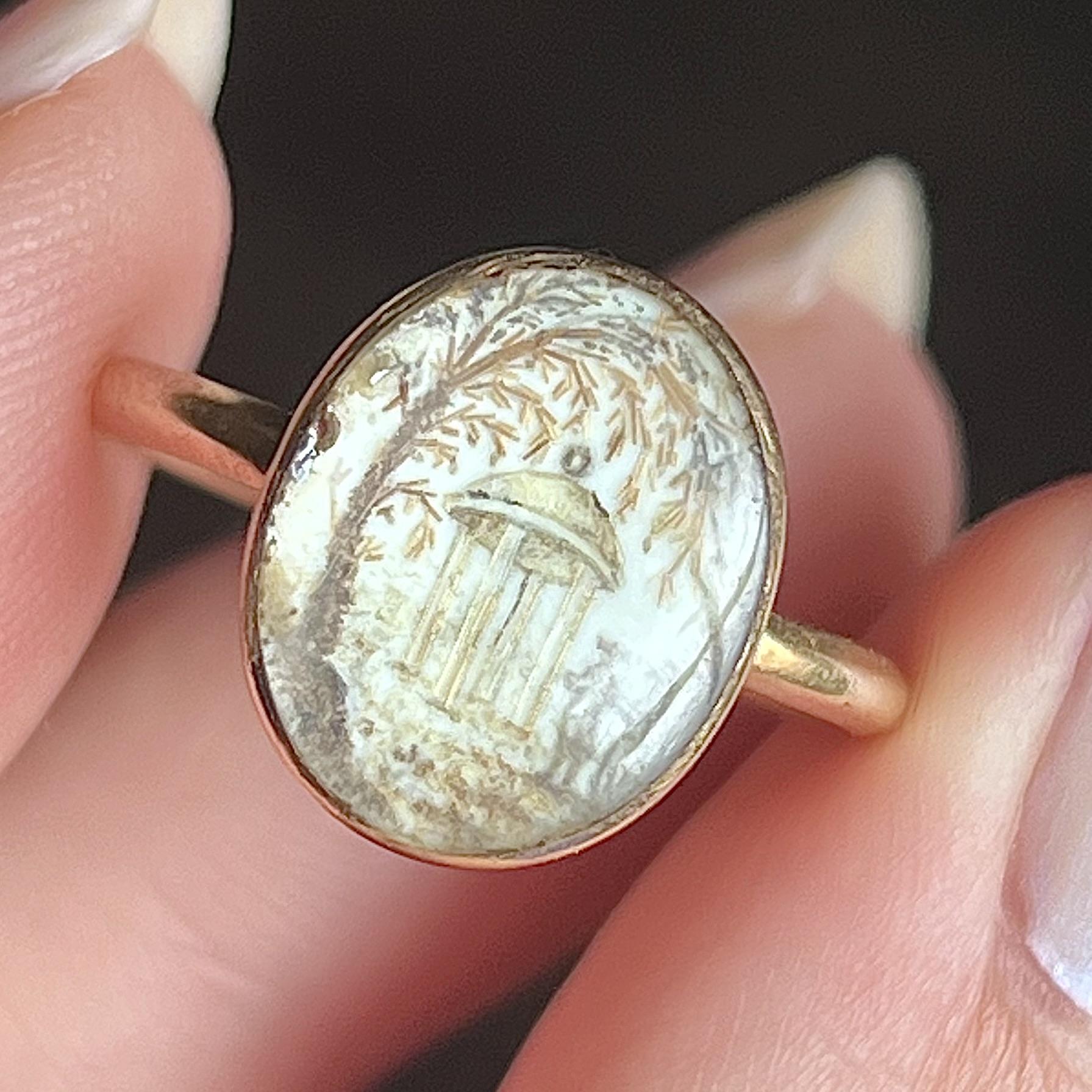 Anello antico a lutto con parte superiore in oro 15k e fascia 20k in vendita 2