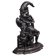 Antique butoir de porte Mr Punch, anglais, fonte, butoir de porte figuratif, victorien